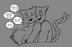 absurd_res anthro arthur_(ghozt) biped blush dialogue domestic_cat duo felid feline felis female ghozt hi_res lucy_(ghozt) male mammal monochrome nipple_fetish nipple_pinch nipple_play one_eye_closed open_mouth open_smile pinch smile speech_bubble