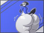  4:3 aliasing anthro avian beanie big_butt bird blu_(blujay911~) blue_jay butt clothing corvid crossed_arms digital_media_(artwork) hat headgear headwear huge_butt hyper hyper_butt jay_(bird) looking_at_viewer male mostly_nude new_world_jay sephaloid simple_background solo thick_thighs wide_hips 