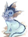  animal animal_ears animal_focus aroma_(aroma_choco) blue_sclera blue_skin colored_sclera colored_skin cross-shaped_pupils fins fish fish_in_mouth head_fins long_hair no_humans pokemon pokemon_(creature) signature sitting symbol-shaped_pupils tail vaporeon wave_print wishiwashi wishiwashi_(solo) 