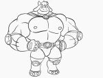 22somethingelse animated anthro biceps bovid bulge caprine clothing demon enfer_belial flexing flexing_pecs gloves goat handwear hooves horn kings_of_hell low_res male mammal musclegut muscular muscular_male pecs solo speedo swimwear wrestling_outfit