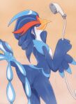  ambiguous_gender anthro bathing beak biped blue_body eyes_closed generation_9_pokemon hi_res kajinchu nintendo pokemon pokemon_(species) quaquaval showering solo wet white_body 