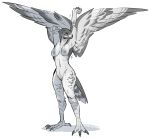  2017 4_toes anisodactyl anthro avian beak bird bird_feet breasts claws eyes_closed falcon falconid feathers female full-length_portrait furikake genitals hand_behind_head monochrome nipples non-mammal_breasts nude peregrine_falcon portrait pussy simple_background sketch solo spots spotted_body spotted_feathers standing stoop stretching tail_feathers talons toes white_background white_body white_feathers winged_arms wings 