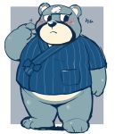  12beat13 2020 animal_crossing anthro belly black_nose blush clothing curt_(animal_crossing) humanoid_hands kemono male mammal nintendo overweight overweight_male robe simple_background solo ursid video_games 