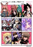 6+girls animal_ear_fluff animal_ears arahnia_taranterra_arachnida bangs black_hair blindfold blonde_hair bodysuit breasts brown_eyes brown_hair cat_ears centaur centaur_no_nayami character_request claws cleavage closed_eyes closed_mouth coco_(mahou_shoujo_of_the_end) copyright_request crossover cyclops double_(skullgirls) extra_eyes eyebrows_visible_through_hair fate/grand_order fate_(series) formal gorgon_(fate) hair_between_eyes hand_on_own_cheek hitomebore horn horse_ears horse_tail insect_girl kimihara_himeno large_breasts latex leech_girl licchii lipstick lolo_(mahou_shoujo_of_the_end) long_hair looking_at_viewer mahou_shoujo_of_the_end makeup monster_girl monster_musume_no_iru_nichijou monster_musume_no_oisha-san ms._fortune_(skullgirls) multiple_crossover multiple_girls necktie nun one-eyed open_mouth purple_hair red_eyes shake-o sharp_teeth short_hair silk skullgirls slime_girl smile spider_girl spider_web suit suu_(monster_musume) tail teeth translation_request usui_sachi v-shaped_eyebrows wing_collar 
