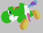  adexi arms_tied blush bound hi_res looking_back lying male mario_bros nintendo on_front reptile scalie sex_toy solo solo_focus video_games yoshi 