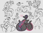  &lt;3 anthro badsheep beckoning bedroom_eyes belly big_belly big_butt blush butt dialogue duo female gail genitals gesture long_tongue lying male narrowed_eyes navel nintendo pok&eacute;mon pok&eacute;mon_(species) pussy salazzle seductive thick_thighs tongue video_games 