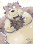  2020 3:4 anthro belly black_nose blush brown_body brown_fur dain_4201 eyes_closed fur hi_res kemono male mammal moobs navel nipples overweight overweight_male solo ursid 