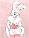  angora_rabbit anthro bedroom_eyes bottomless breasts clothed clothing corset domestic_rabbit female fluffy front_view fur genitals hair hands_on_hips joe_randel lagomorph legwear leporid lingerie looking_at_viewer mammal narrowed_eyes nipples oryctolagus pinup pose pubes pussy rabbit seductive solo thigh_highs topwear white_body white_fur white_hair 