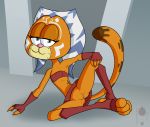  ahsoka_tano anthro crossover domestic_cat felid feline felis female garfield_(series) garfield_the_cat hi_res mad_(series) mammal orange_body orange_skin orintakoda solo star_wars strap_across_chest sudoku_(mad) upskirt 