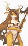  2019 4_fingers anthro antlers blush breasts brown_hair cernunnos_(full_bokko_heroes) cervid female fingers full_bokko_heroes_x hair half-length_portrait horn kemono long_hair looking_at_viewer mammal medium_breasts portrait rykanokk simple_background snout solo standing white_background 