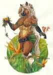  amber anthro bay birdflower clothed clothing equid equine female flower horse jungle mammal nature plant silverbay solo unknown_artist 