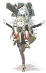  2girls assault_rifle blue_hair carrying_over_shoulder commentary_request dual_wielding g11_(girls_frontline) girls_frontline green_hair gun h&amp;k_g11 happy highres holding jacket leg_up multiple_girls rifle shinoe_nun sweatdrop t-pose ump40_(girls_frontline) weapon 