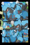  absurd_res animal_genitalia animal_penis baby_pok&eacute;mon blue_body blue_fur canid canine canine_penis comic eyes_closed fellatio fur genitals group group_sex hi_res knot knotting looking_pleasured lucario male male/male mammal nintendo oral oral_knotting penile penis pok&eacute;mon pok&eacute;mon_(species) red_eyes riolu sex size_difference teeth thought_bubble train_position tricksta video_games 
