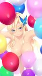  1girl armpits balloon blonde_hair blue_eyes blush boku_wa_tomodachi_ga_sukunai breasts cait cleavage hair_ornament kashiwazaki_sena long_hair looking_at_viewer nude smile solo 