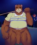  2020 animal_crossing anthro balls big_penis blush brown_body brown_fur clothing duston_douglas flaccid fur genitals hi_res humanoid_genitalia humanoid_hands humanoid_penis male mammal night nintendo outside overweight overweight_male penis shirt solo teddy_(animal_crossing) topwear ursid video_games 