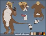  animal_genitalia anthro balls belly big_balls charr erection felid fully_sheathed genitals guild_wars male mammal masonparker model_sheet open_mouth overweight sheath solo video_games 