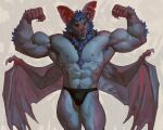 abs anthro armpit_hair bat big_muscles body_hair bulge chest_hair chest_tuft clothed clothing fangs flexing happy_trail hi_res male mammal membrane_(anatomy) membranous_wings muscular navel nipples notched_ear pubes solo taran_fiddler teeth topless tuft underwear wings