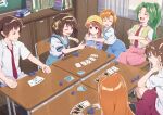  &gt;_&lt; 1boy 6+girls ace_(playing_card) ace_of_clubs ace_of_hearts akasaka_miyuki asahina_mikuru bag belt black_socks blue_sailor_collar blue_skirt blurry blurry_background blush brown_eyes brown_hair card chair classroom clenched_hands closed_eyes club_(shape) collared_shirt crossover curtains desk dress five_of_clubs five_of_diamonds five_of_hearts five_of_spades flush_(poker) four_of_a_kind_(poker) friends full_house_(poker) green_hair hair_between_eyes hair_intakes hair_ribbon hairband hat heart higurashi_no_naku_koro_ni higurashi_no_naku_koro_ni_mei houtani_nao hug indoors kindergarten_bag kindergarten_uniform king_(playing_card) kita_high_school_uniform kizuka_uri kneehighs kyon laughing long_hair long_skirt looking_at_another medium_hair multiple_girls name_tag necktie on_chair one_eye_closed one_side_up open_mouth orange_hair parted_bangs pink_skirt playing_card pleated_skirt poker poker_chip ponytail queen_(playing_card) raised_eyebrow red_necktie red_skirt ribbon ryuuguu_rena sailor_collar school school_chair school_desk school_hat school_uniform serafuku shirt short_bangs short_hair short_sleeves sidelocks sitting skirt smile socks sonozaki_mion summer_uniform suzumiya_haruhi suzumiya_haruhi_no_yuuutsu table three_of_a_kind_(poker) vest white_shirt window yellow_hairband yellow_headwear yellow_ribbon yellow_vest 