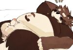 2024 anthro balls belly brown_body brown_fur canid canine erection fur genitals hi_res humanoid_hands kemono male mammal navel overweight overweight_male penis raccoon_dog solo tanuki tsurugi
