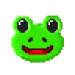1:1 alpha_channel ambiguous_form ambiguous_gender amphibian black_eyes colored digital_media_(artwork) emoji empty_eyes frog front_view headshot_portrait icon looking_at_viewer open_mouth open_smile pixel_(artwork) portrait r74moji r74n shaded simple_background smile solo tongue transparent_background