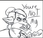 angry anthro briarlupine canid canine dialogue english_text female fur hair mammal sketch solo text