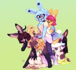 2023 anal anal_fingering anthro antlers artist_name bent_over bestfriendforever besty_(character) black_sclera blonde_hair blue_body blue_fur blue_hair blue_penis bow_ribbon breasts brown_body brown_fur brown_hair bunfia cara_rose cecelia_coella chest_tuft clothed clothing countershading cunnilingus digital_drawing_(artwork) digital_media_(artwork) dress embrace erection erection_under_clothing erection_under_dress eyelashes eyes_closed female fingering fluffy fluffy_tail fur genitals girly gradient_background green_background grey_eyes group group_sex gynomorph hair happy happy_sex heart_(marking) held_up hi_res holding_breast horn humanoid_genitalia humanoid_penis innie_pussy intersex jackalope kneeling lagomorph leporid long_hair looking_at_viewer looking_pleasured male mammal navel nipples nonbinary_(lore) open_mouth oral orgy partially_clothed peaking penis phoebe_(cyvfnfjhffcd) pink_hair pussy rabbit raised_tail rear_view red_eyes sex short_tail signature simple_background standing standing_sex tail tongue tongue_out trans_(lore) trans_woman_(lore) tuft vaginal vee_(visitvun) white_body white_fur yellow_body yellow_fur yellow_sclera