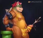  bodily_fluids bowser chubby_male cum erection genital_fluids i.kain male mario_bros masturbation muscular nintendo solo text url video_games 