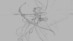  16:9 2020 anthro archery avian bow_(weapon) breasts clothing feathered_wings feathers female firing firing_weapon fur genitals grey_background gryphon holding_gun holding_object holding_weapon mammal monochrome mythological_avian mythology nipples nude pussy ranged_weapon simple_background solo watsup weapon widescreen wings 