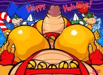  2019 absurd_res anthro bell big_butt bobthetanuki bowser bowser_jr. butt butt_grab candy candy_cane christmas clothing collaborative_hot_dogging father father_and_child father_and_son first_person_view food genitals gift group group_sex hand_on_butt hi_res holidays hot_dogging koopa koopaling looking_at_viewer looking_back ludwig_von_koopa male male/male mario_bros nintendo parent parent_and_child penis reptile scalie sex son thong threesome tongue tongue_out turtle underwear video_games 