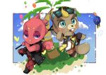  animal_crossing anthro beaver buckteeth butterfly_net c.j._(animal_crossing) chameleon choker clothing duo eyewear fermata_alt fishing_rod flick_(animal_crossing) freckles goth hat headgear headwear hi_res jewelry lizard male mammal necklace nintendo red_body red_scales reptile rodent scales scalie sunglasses teeth video_games 