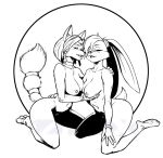  anthro anthro_on_anthro bedroom_eyes black_and_white breast_grab breasts canid canine duo female female/female fox hand_on_breast izra kneeling krystal lagomorph leporid lola_bunny long_ears looking_at_viewer looney_tunes mammal monochrome narrowed_eyes nintendo nipples nude rabbit seductive sketch star_fox video_games warner_brothers 