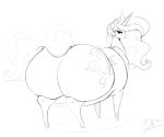  big_butt butt equid female feral friendship_is_magic hi_res horn huge_butt looking_at_viewer looking_back mammal monochrome my_little_pony obese obese_female obese_feral overweight overweight_female overweight_feral princess_celestia_(mlp) rear_view simple_background solo thelunarmoon white_background winged_unicorn wings 