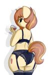  absurd_res andelai anthro beverage big_butt bra butt butt_pose clothing equid female garter_belt garter_straps hi_res horn looking_back mammal my_little_pony panties pose rear_view simple_background solo underwear unicorn white_background wine_glass 