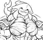  animal_humanoid anthro big_muscles breath_of_the_wild fish fish_humanoid huge_muscles humanoid hyper hyper_muscles male marine marine_humanoid monochrome mr_canvas muscular muscular_male nintendo pecs prince_sidon solo the_legend_of_zelda video_games zora 