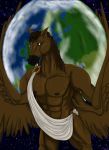  anthro atlas earth equid equine europe hi_res male mammal mostly_nude pegasus solo space unknown_artist wings 