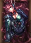  absurdres arms_behind_back blue_eyes bodysuit boots bound bow box breasts cardboard_box chinese_commentary highres in_box in_container jiguang_zhi_aoluola kazanari_tsubasa large_breasts long_hair maria_cadenzavna_eve navel_cutout pink_hair senki_zesshou_symphogear shadow very_long_hair 