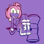  1:1 2020 amy_rose anthro boots clothing eulipotyphlan female footwear fupoo gloves green_eyes hair hammer handwear hedgehog mammal monchrome pink_hair purple_background simple_background solo sonic_boom sonic_the_hedgehog_(series) tools 