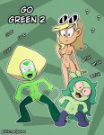  2019 alien alien_humanoid anthro black_eyes blonde_hair breasts cartoon_network clothing confusion crossover cute_fangs dirty_talk eyelashes eyewear fangs female fink_(ok_k.o.!_lbh) flat_chested garabatoz gem gem_(species) genitals green_background green_body green_eyes green_hair green_nipples green_skin hair human humanoid laugh laughing_at_viewer leggings legwear leni_loud looking_at_viewer mammal mouse murid murine naughty_face navel nickelodeon nipples ok_k.o.!_let&#039;s_be_heroes open_mouth peridot_(steven_universe) pink_nipples pink_sclera pink_tongue purple_tongue pussy rodent signature simple_background standing steven_universe sunglasses tan_body tan_skin text the_loud_house tongue young 