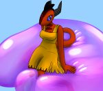  anthro breasts bubble clothing dress female hi_res lizard looking_at_viewer non-mammal_breasts reptile scalie shaded sitting skeletorskeletonized solo squish 