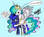  crown darkest-lunar-flower dialogue duo equid female female/female friendship_is_magic hi_res horn mammal my_little_pony princess_celestia_(mlp) princess_luna_(mlp) tiara winged_unicorn wings 