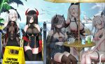  5girls absurdly_long_hair absurdres aegir_(azur_lane) august_von_parseval_(azur_lane) azur_lane bare_shoulders beach_umbrella bikini bird black_bikini black_cape black_choker black_death black_dress black_gloves black_hair black_legwear black_necktie black_ribbon black_skirt black_sleeves blue_dress bodystocking braid breast_curtains breasts brown_legwear buttons cake cake_slice cape cat choker cleavage cleavage_cutout closed_eyes clothing_cutout covered_navel crop_top cross cross-laced_clothes cross_earrings cube cup curled_horns demon_horns detached_sleeves double-breasted dress drinking earrings elbow_gloves eyebrows_visible_through_hair flag_print food friedrich_der_grosse_(azur_lane) gauntlets german_flag_bikini gloves gold_trim hair_between_eyes hair_over_one_eye hair_ribbon hand_on_hip high-waist_skirt highres holding holding_plate horns iron_blood_(emblem) iron_cross jewelry large_breasts long_hair looking_at_viewer mechanical_horns microskirt multicolored_hair multiple_girls necktie official_alternate_costume outdoors palm_tree plate prinz_eugen_(azur_lane) prinz_eugen_(unfading_smile)_(azur_lane) prinz_heinrich_(azur_lane) purple_hair red_eyes red_gloves red_hair red_horns ribbed_shirt ribbon round_table seagull shirt single_braid sitting skin_tight skirt standing steam streaked_hair summer sweat swimsuit talking teacup teapot thigh_strap thighhighs tree two-tone_hair umbrella underboob underboob_cutout underbust very_long_hair water white_bird white_cat white_gloves white_hair yellow_eyes yellow_umbrella zettai_ryouiki 
