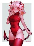  1girl absurdres black_horns blush breasts danielle_brindle demon_girl demon_horns demon_tail heart heart-shaped_pupils helltaker highres horns large_breasts looking_at_viewer modeus_(helltaker) red_eyes short_hair solo symbol-shaped_pupils tail white_hair 