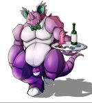  abrahamsillo anthro anthrofied ball_gag blush bottle bow_tie bulge clothed clothing dildo fangs gag holding_object holding_tray horn hyenaface male master_ball muscular muscular_male nidoking nintendo pok&eacute;ball pok&eacute;ball_clothing pok&eacute;mon pok&eacute;mon_(species) pok&eacute;morph purple_body purple_clothing purple_scales purple_underwear scales sex_toy shadow simple_background solo tongue tongue_out topless tray underwear video_games white_background wrapped_condom 