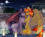  absurd_res anthro bat_pony blush breasts butt duo equid equine eye_contact fan_character female female/female hi_res hot_spring lifejoyart lit_candle looking_at_another mammal my_little_pony nipples nude pegasus water wings 