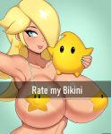  absurd_res big_breasts bikini blush breasts clothing drunkavocado duo english_text female hi_res human luma mammal mario_bros nintendo nipple_outline not_furry rosalina_(mario) super_mario_galaxy swimwear text video_games 