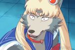  anthro beastars blonde_hair canid canine canis clawstarz fur girly grey_body grey_fur hair legoshi_(beastars) long_hair male mammal meme sailor_moon_(series) sailor_moon_redraw_challenge solo wolf 