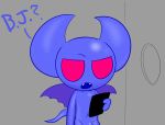 anthro bulge confusion demon glory_hole hi_res horn humanoid imp male mark_m nude phone red_eyes solo teeth wings zilx_(bugmag) 