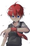  1boy child closed_mouth highres looking_at_viewer necktie open_eyes original red_hair solo tennen_o595 white_background 
