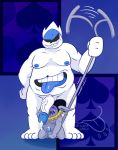  big_dom_small_sub blush bodily_fluids deltarune duo fellatio genital_fluids genitals hi_res humanoid jevil_(deltarune) king_spade male male/male masturbation not_furry oral penile penis precum presenting presenting_penis sex size_difference slightly_chubby thirstspace undertale video_games 