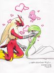  blaziken gardevoir gen_3_pokemon hand_on_another's_cheek hand_on_another's_face heart luvdisc no_humans pokemon pokemon_(creature) valentine 